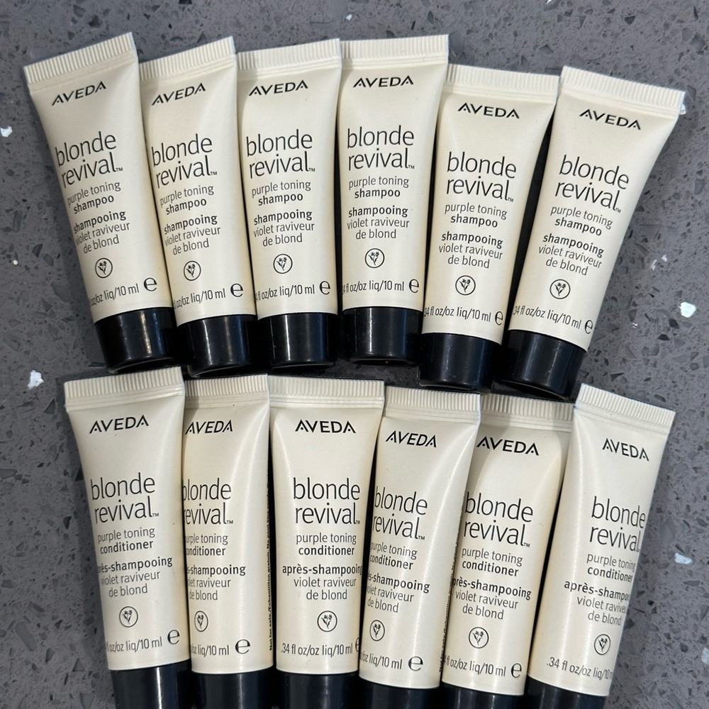 Lot of 12~Aveda blonde Revival Purple Toning Shampoo &Conditioner 0.34 fl oz NEW
